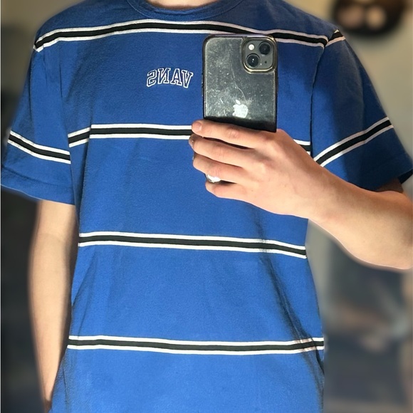 Vans Blue and White Striped Short Sleeve Tee - Picture 1 of 5